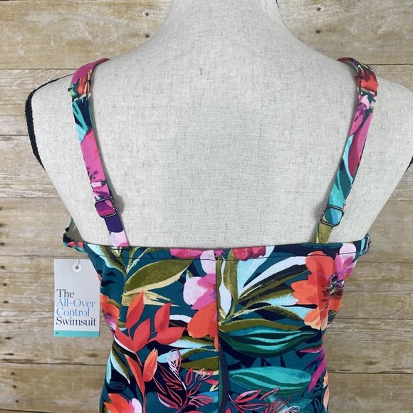 Croft & Barrow Womens One Piece All Over Control Swimsuit Size 16 Bright Floral - Picture 6 of 13